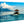Glossy acrylic photo print featuring a tropical boat on calm blue ocean with mountain view