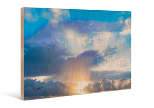 Direct print of a colorful sky with clouds on wood wall art panel