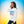 Woman wearing white unisex eco-friendly sweatshirt with sky and cloud photo print