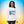 Woman wearing white unisex eco-friendly sweatshirt with sky and sunrise photo print