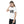 Girl wearing a white organic cotton kids' t-shirt with a black and white tram photo print