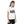 Girl wearing white organic cotton t-shirt with black and white tram photo print
